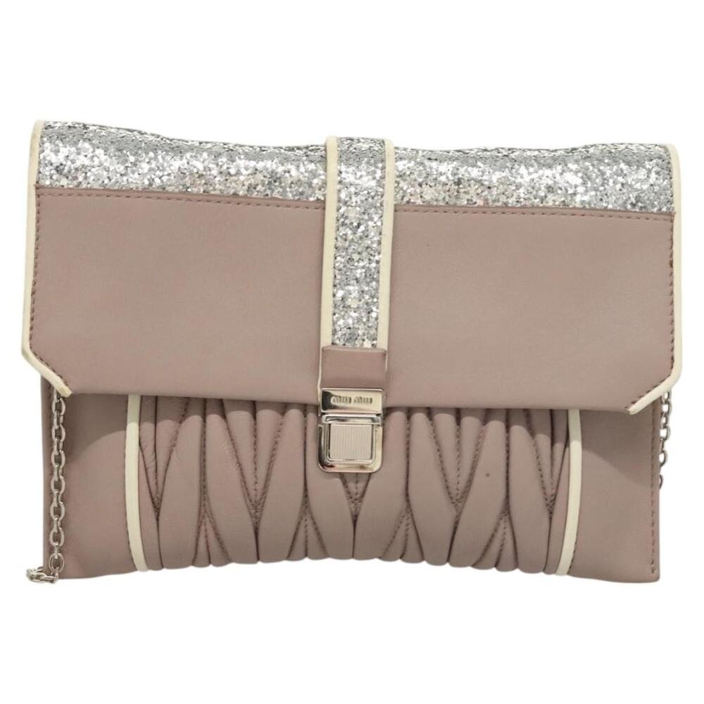 Miu Miu Matelasse Leather Chain Shoulder Bag Pink